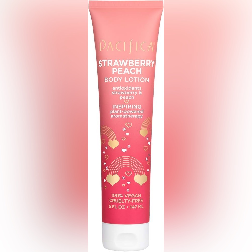 Pacifica Body Lotion – Strawberry Peach Hydrating Body Moisturizer Cream, 5 oz